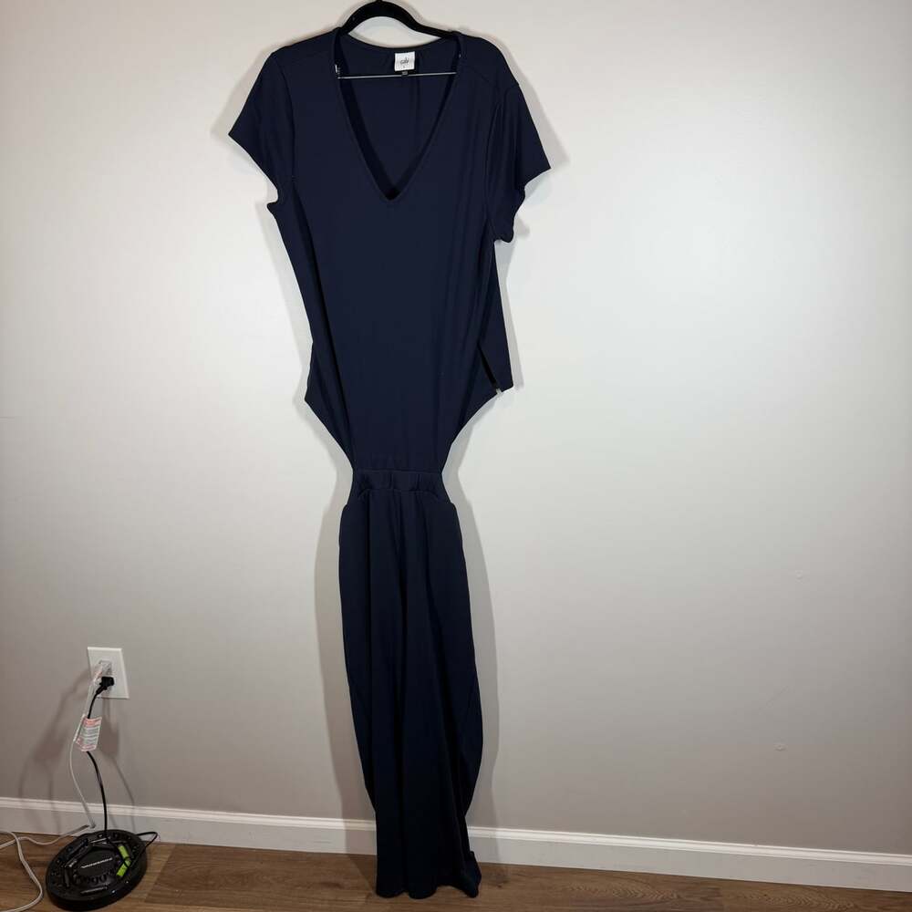 cabi 6579 Navy Blue Genius Jumpsuit Women’s Large Wide Leg